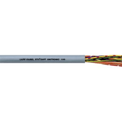 Un câble gris portant l'inscription 'LAPP KABEL STUTTGART UNITRONIC 100'. Plusieurs âmes de câble colorées sont visibles à droite.