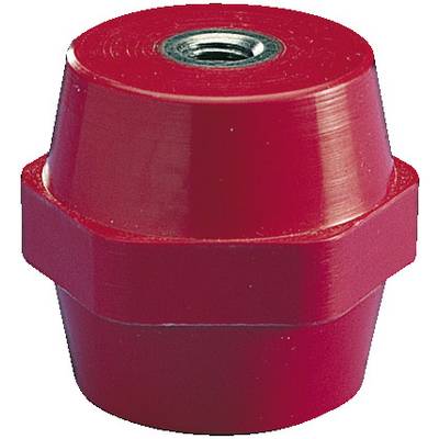 Tampon en caoutchouc rouge, de forme conique, avec un filetage métallique sur le dessus, utilisé pour l'amortissement des vibrations ou l'absorption des chocs dans les machines.