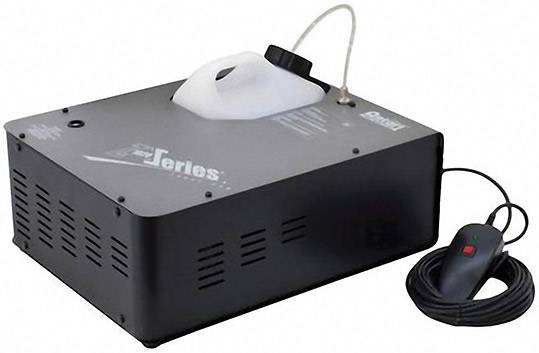 Un appareil de machine à brouillard avec télécommande filaire. Adapté pour des effets de scène ou d'événements.