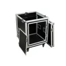 Mallette Omnitronic 8 HE, rollbar avec poignée de transport, avec roulettes noir, argent bois, aluminium, acier, Chrome