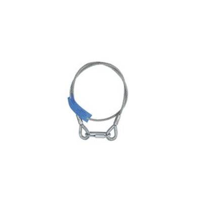 Un câble en acier avec mousqueton, souvent utilisé pour des applications industrielles de levage ou de sécurité.