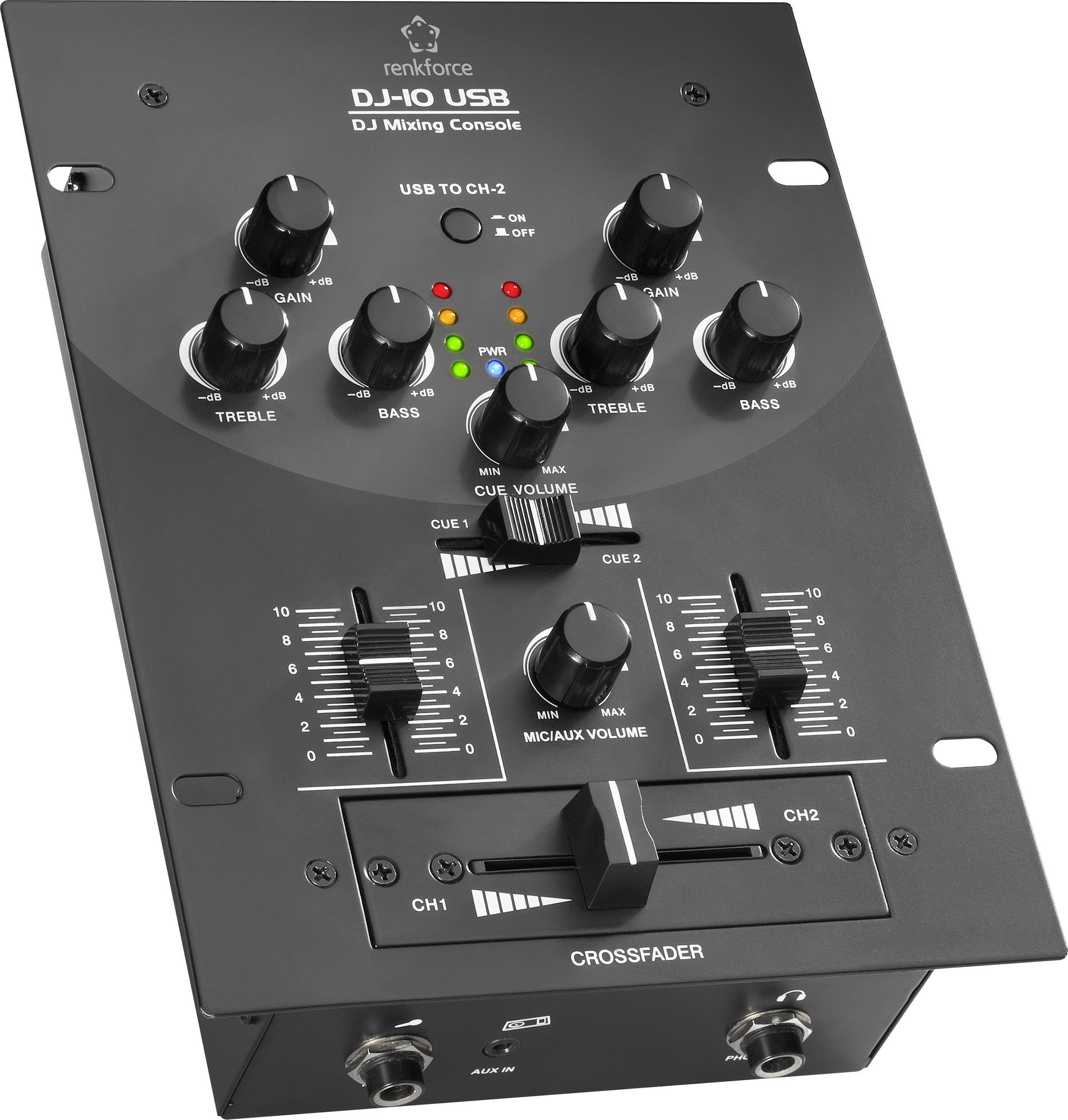 Table de mixage Renkforce DJ10 USB RF-3157197 2 canaux 1 pc(s) | Conrad.fr
