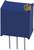Composant électronique bleu rectangulaire avec trois bornes métalliques en bas et une vis dorée en haut.