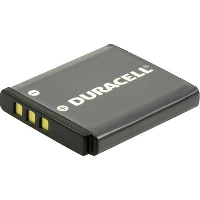 Pile Duracell noire avec marquages positif et négatif, de forme rectangulaire.