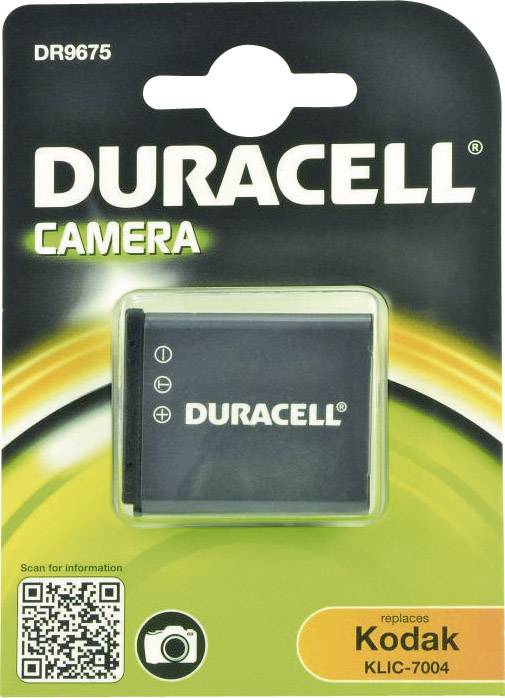 Une pile de caméra Duracell dans un emballage, compatible avec Kodak KLIC-7004.