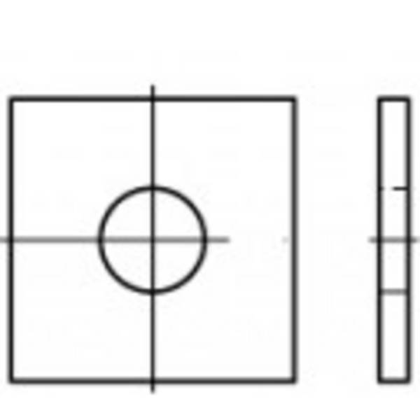 Rondelle carrée 22 mm 60 mm   acier  50 pc(s) TOOLCRAFT  106761