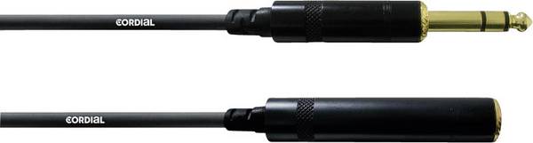 Rallonge audio [1x Jack mâle 6.35 mm - 1x Jack femelle 6.35 mm] Cordial CFM 10 VK noir 10.00 m