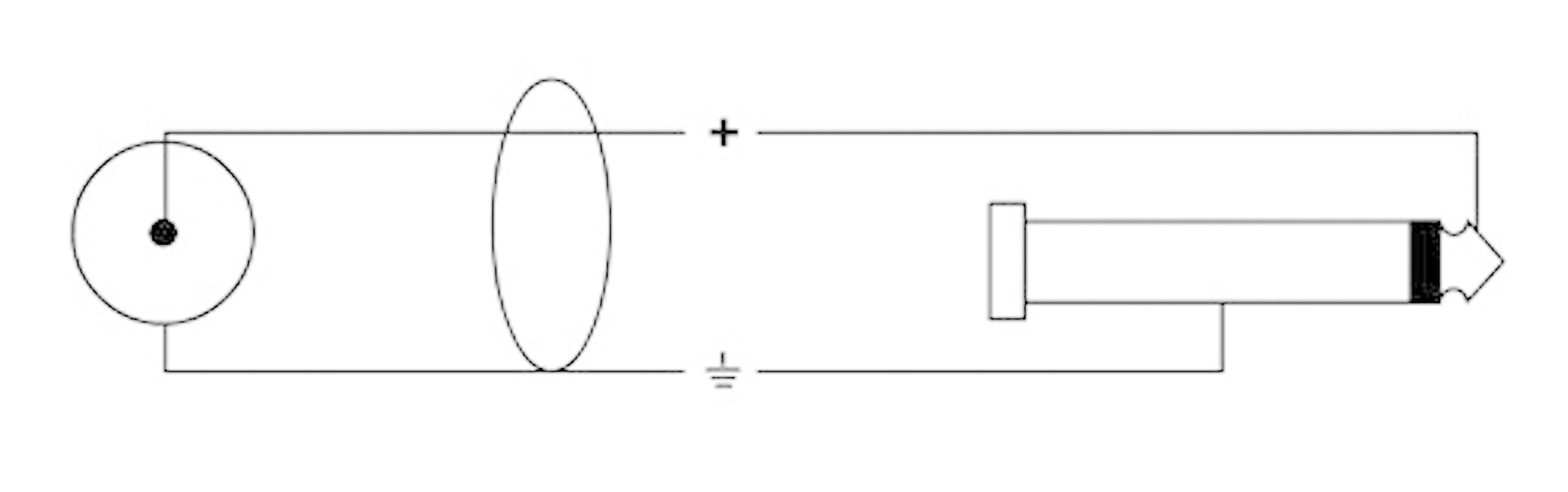 Circuit électronique avec condensateur, bobine et source de tension. La flèche indique la direction du courant.