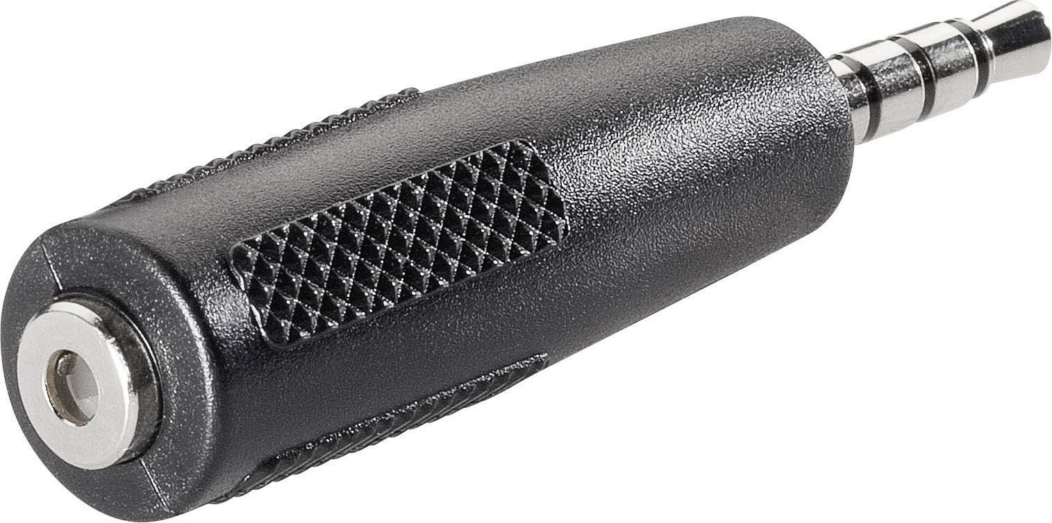 Un adaptateur audio noir et argent avec une prise jack de 3,5 mm pour connecter des écouteurs à des appareils audio.