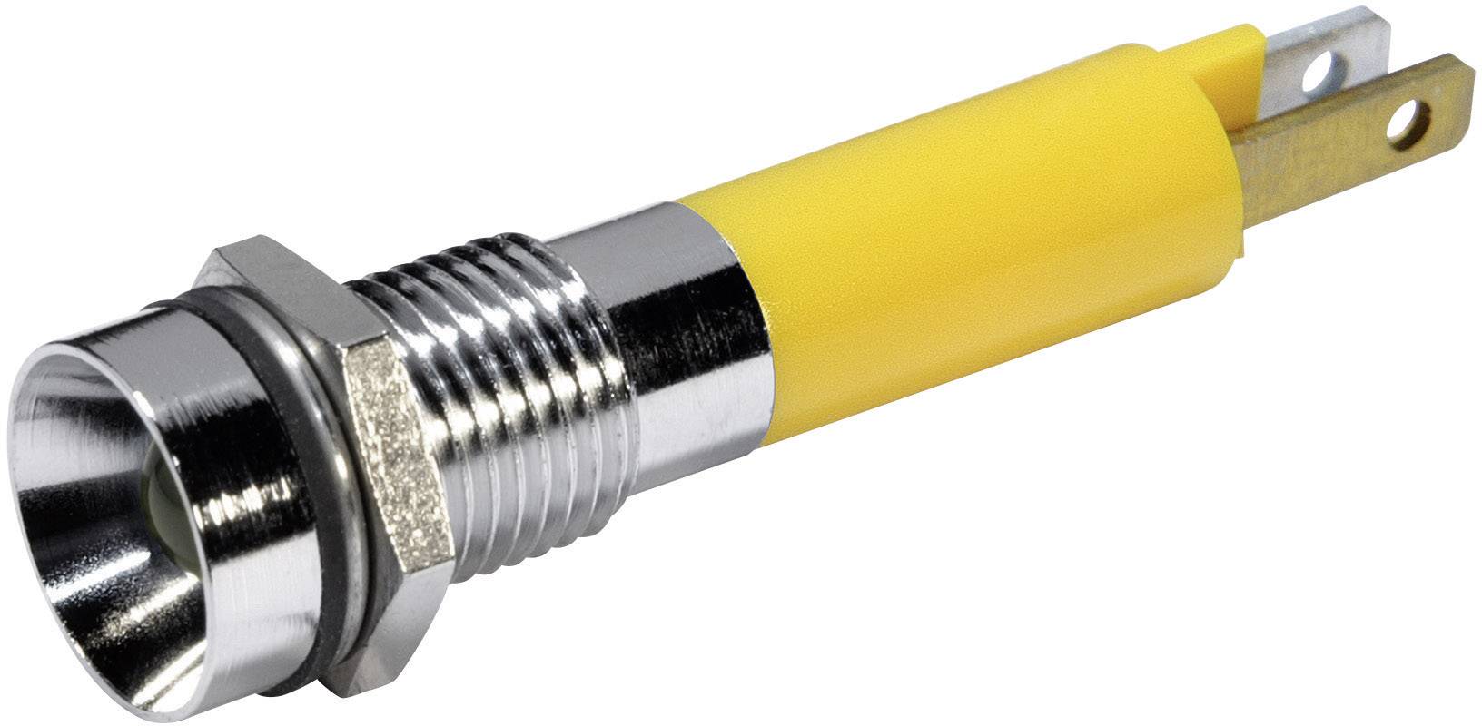 Un interrupteur métallique jaune et argenté avec un filetage et deux points de connexion, représenté sur un fond neutre.