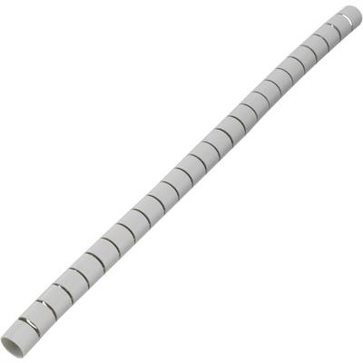 Un chenal de câbles blanc en matériau flexible à structure spiralée, utilisé pour le regroupement ordonné des câbles.