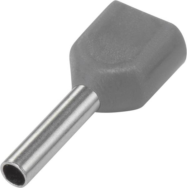 Embout double d'extrémité de câble TRU COMPONENTS TE25-10GY 2.5 mm² x 10 mm partiellement isolé gris 100 pc(s)