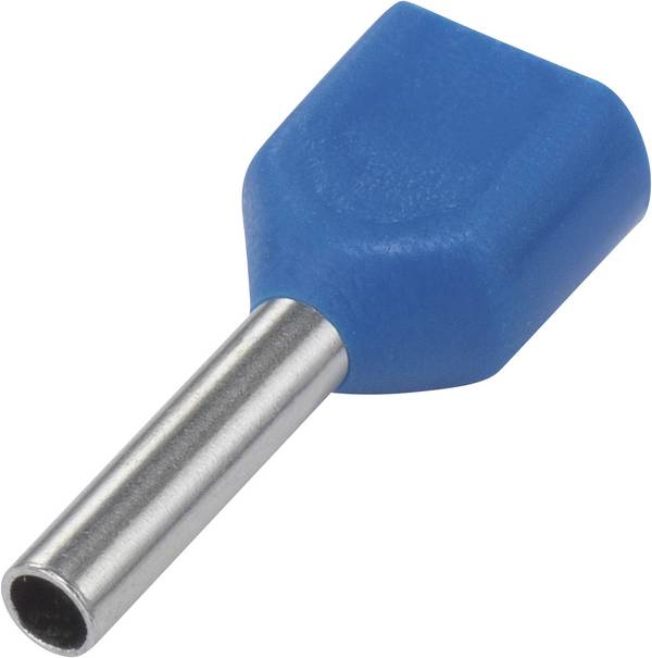 Embout double d'extrémité de câble TRU COMPONENTS TE075-08LB 0.75 mm²  x 8 mm partiellement isolé bleu clair 100 pc(s)