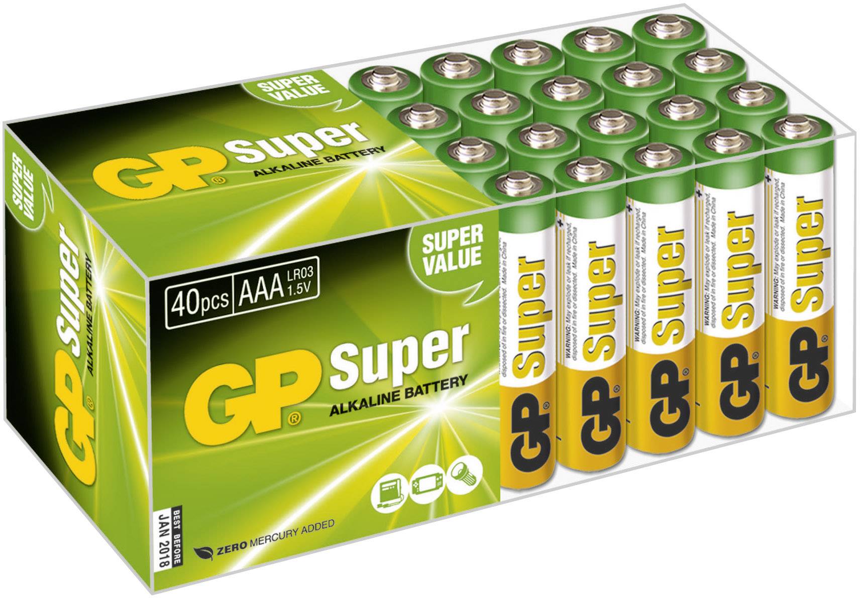 Pile LR3 (AAA) alcaline(s) GP Batteries Super 1.5 V 40 pc(s) Conrad.fr