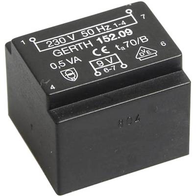 Gerth PT200601 Transformateur pour circuits imprimés 1 x 230 V 1 x 6 V/AC 0.50 VA 83 mA 