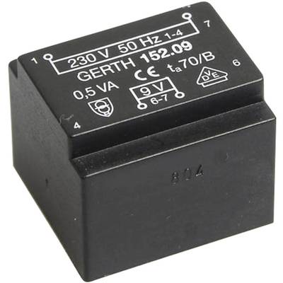 Gerth PT201201 Transformateur pour circuits imprimés 1 x 230 V 1 x 12 V/AC 0.50 VA 41 mA 