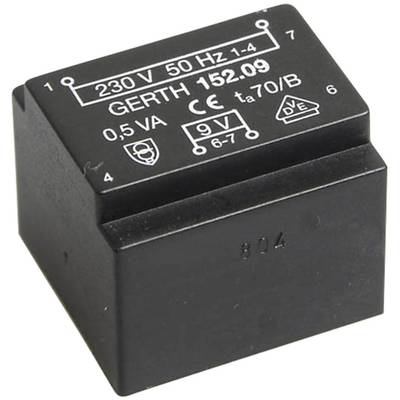 Gerth PT201802 Transformateur pour circuits imprimés 1 x 230 V 2 x 9 V/AC 0.50 VA 27 mA 
