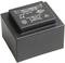 'Transformateur noir avec inscription : 230 V 50/60 Hz, 12 V 400 mA, symboles de protection. Forme : rectangulaire, compact.'