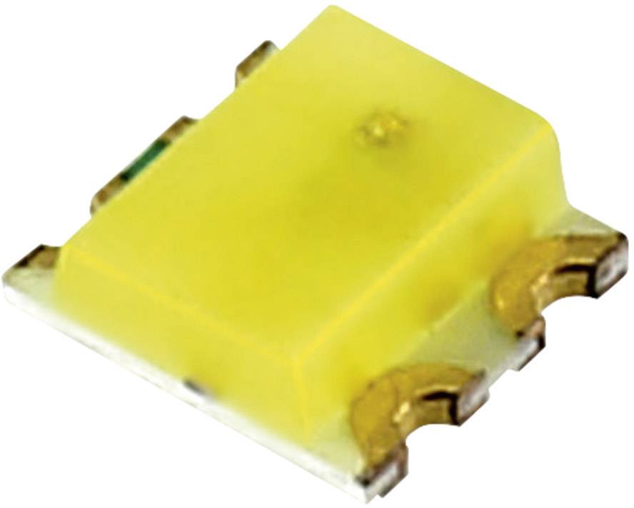LED jaune de forme rectangulaire avec des contacts électriques sur les côtés.