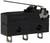 Microrupteur noir à trois bornes de connexion et à levier, adapté pour les commandes électriques et les déclencheurs mécaniques.
