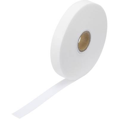 Un rouleau de ruban adhésif blanc, partiellement déroulé, sur un fond neutre.