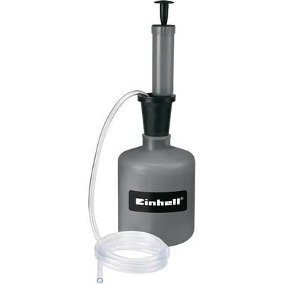 Une pompe d'aspiration d'huile grise Einhell avec un long tuyau transparent, adaptée pour les vidanges de machines ou de véhicules.