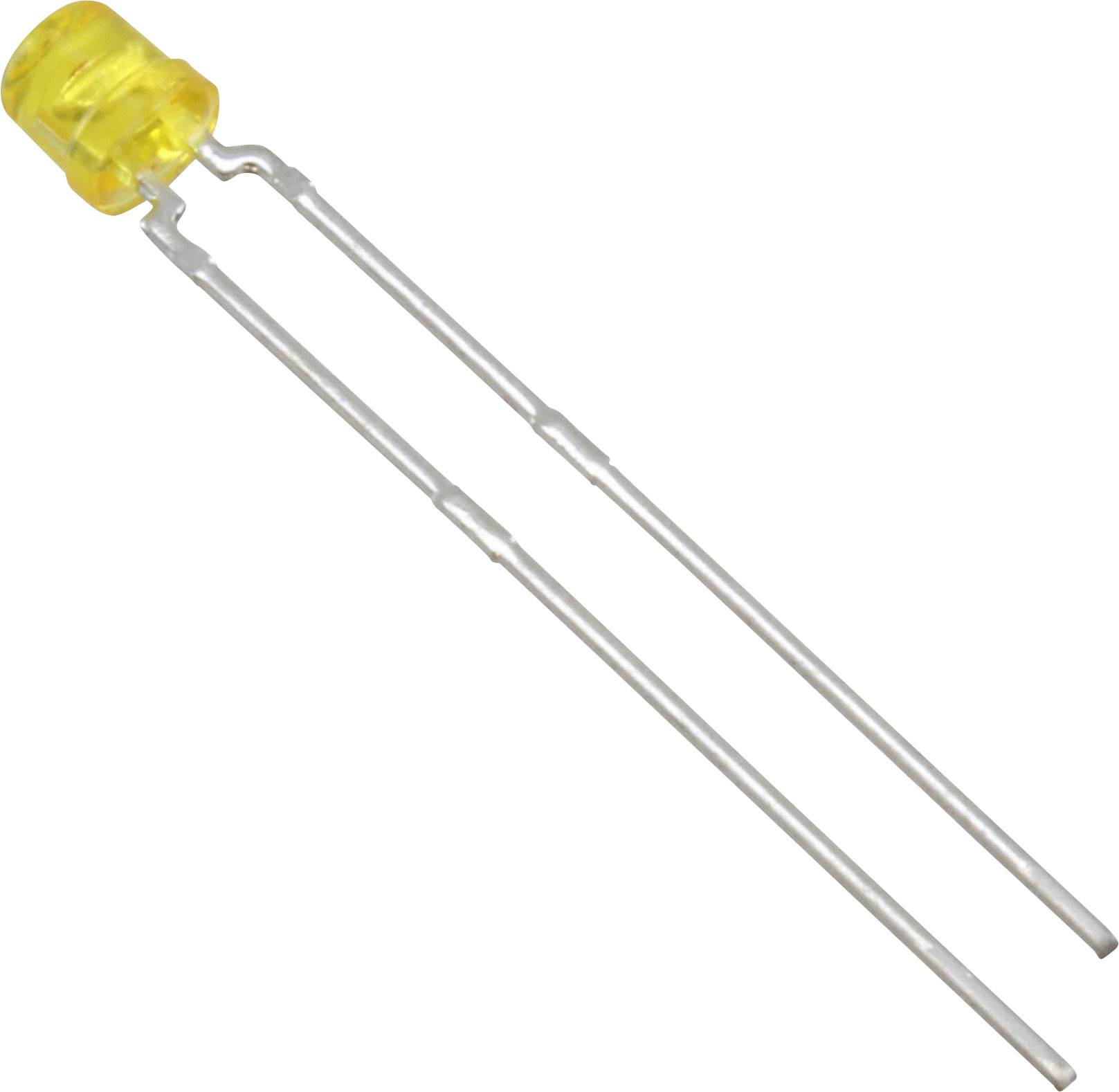 LED jaune avec deux longues pattes métalliques.