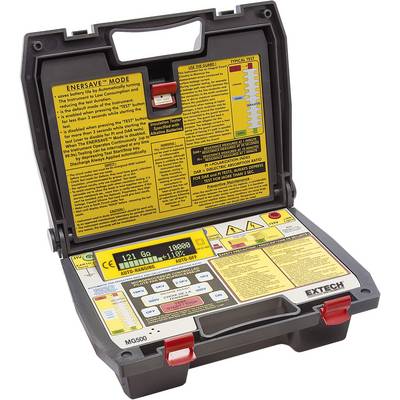 Dispositif de test électrique portable avec écran et commandes, adapté pour vérifier la résistance d'isolation des câbles.