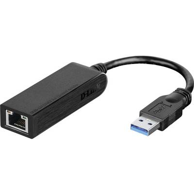 Adaptateur USB 3.0 vers Ethernet en noir, pointant vers une prise Ethernet et une fiche USB. Idéal pour les connexions réseau filaires.
