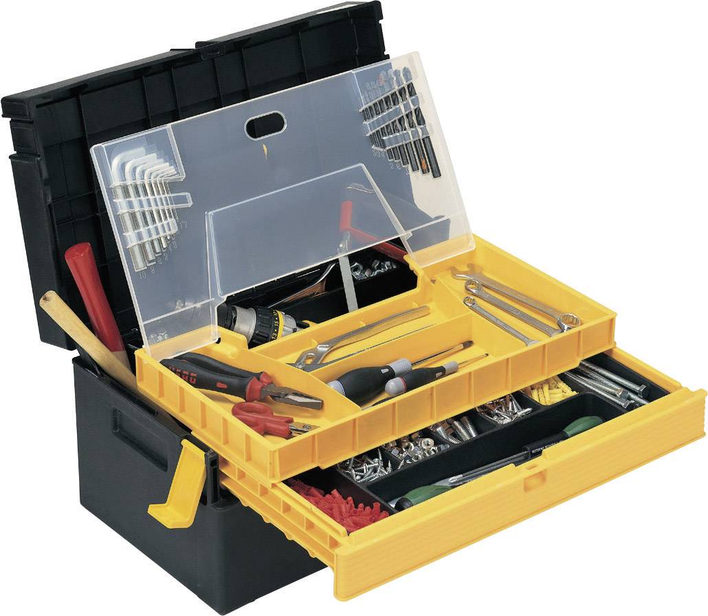 Alutec 56560 Boîte à outils vide plastique noir, jaune-1