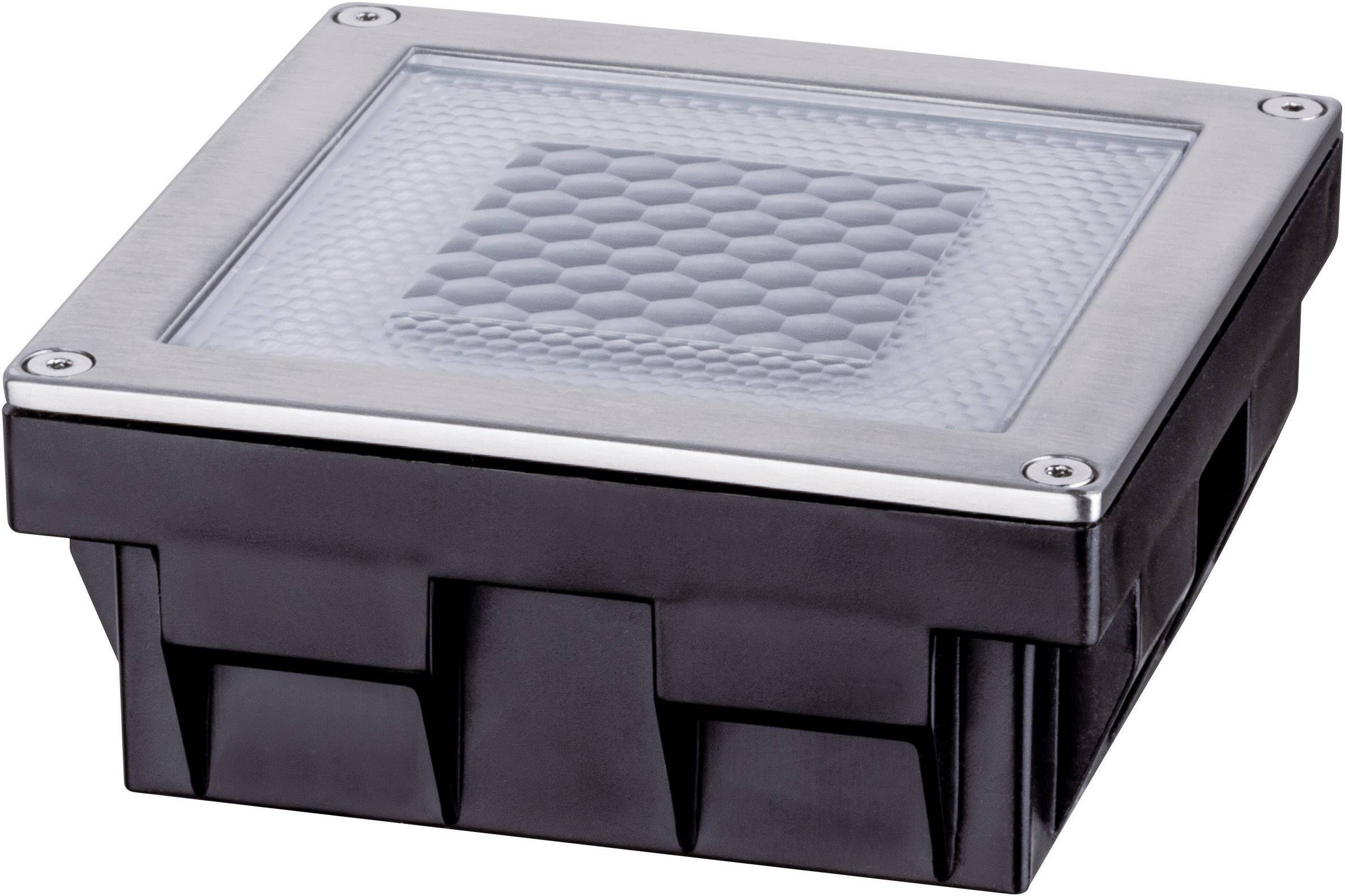 Luminaire carré à LED encastré au sol, avec surface en verre en nid d'abeille et cadre en acier inoxydable, adapté aux espaces extérieurs.