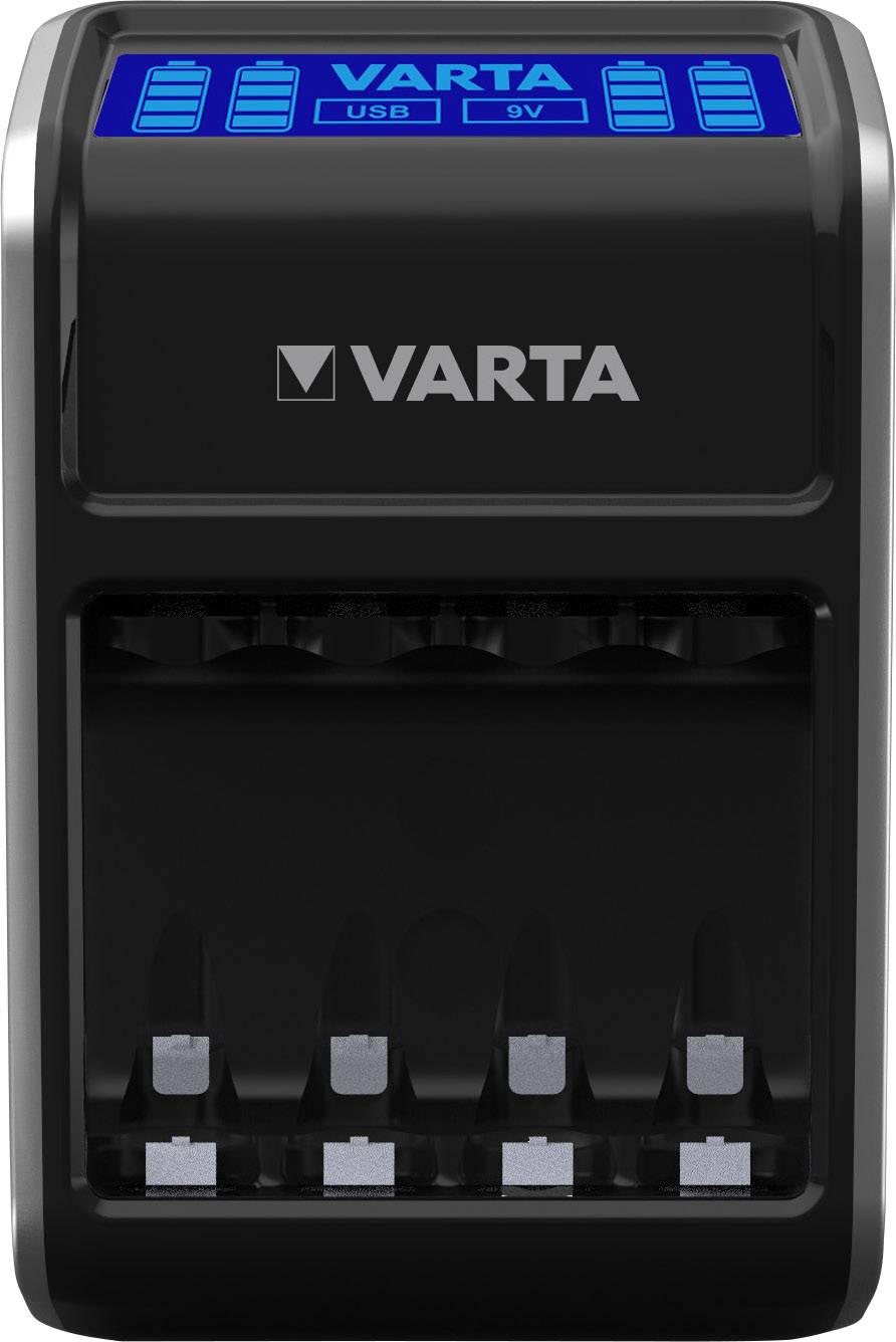 Chargeur de piles rondes NiMH avec accus Varta LCD Plug-1