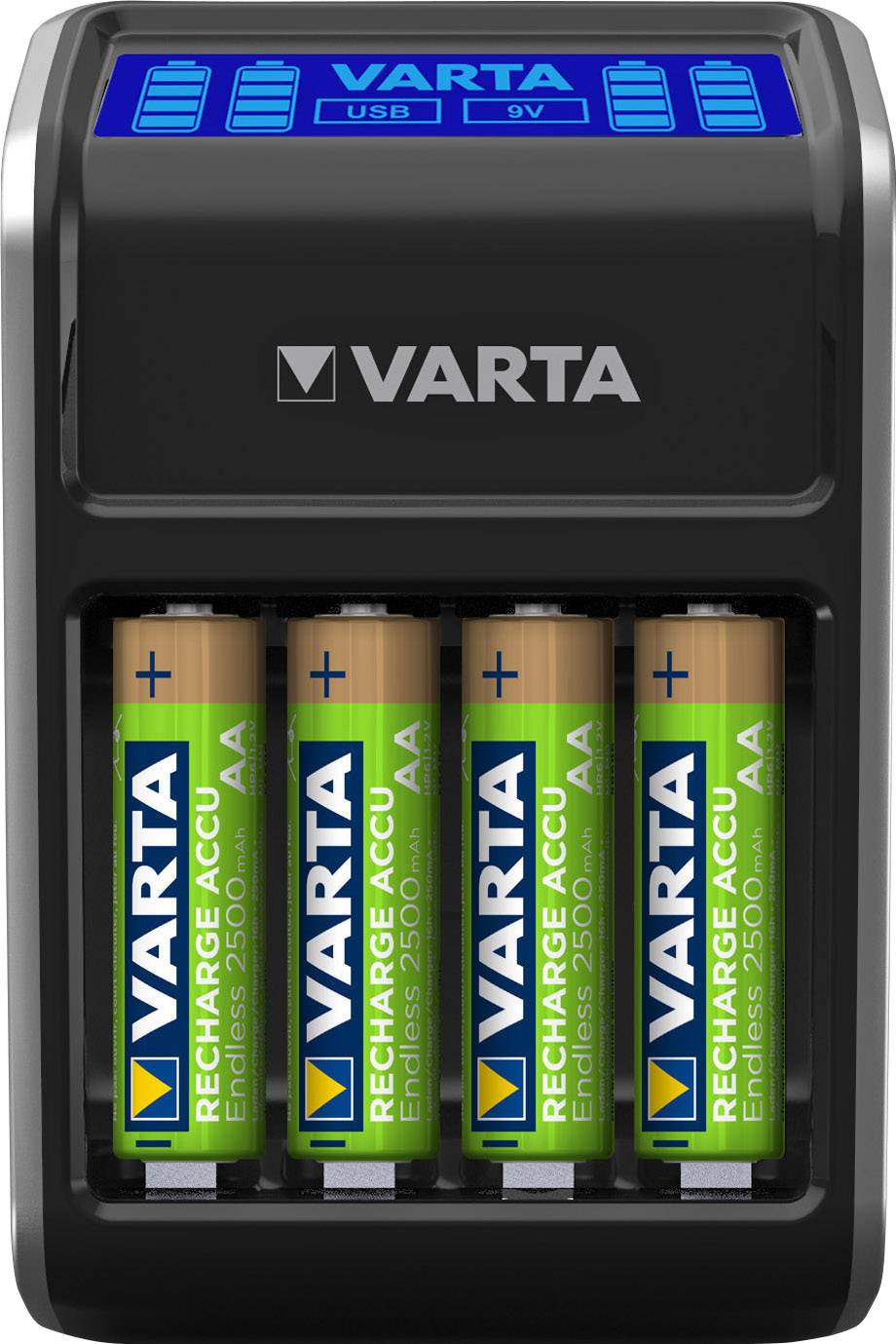 Chargeur de piles rondes NiMH avec accus Varta LCD Plug-2