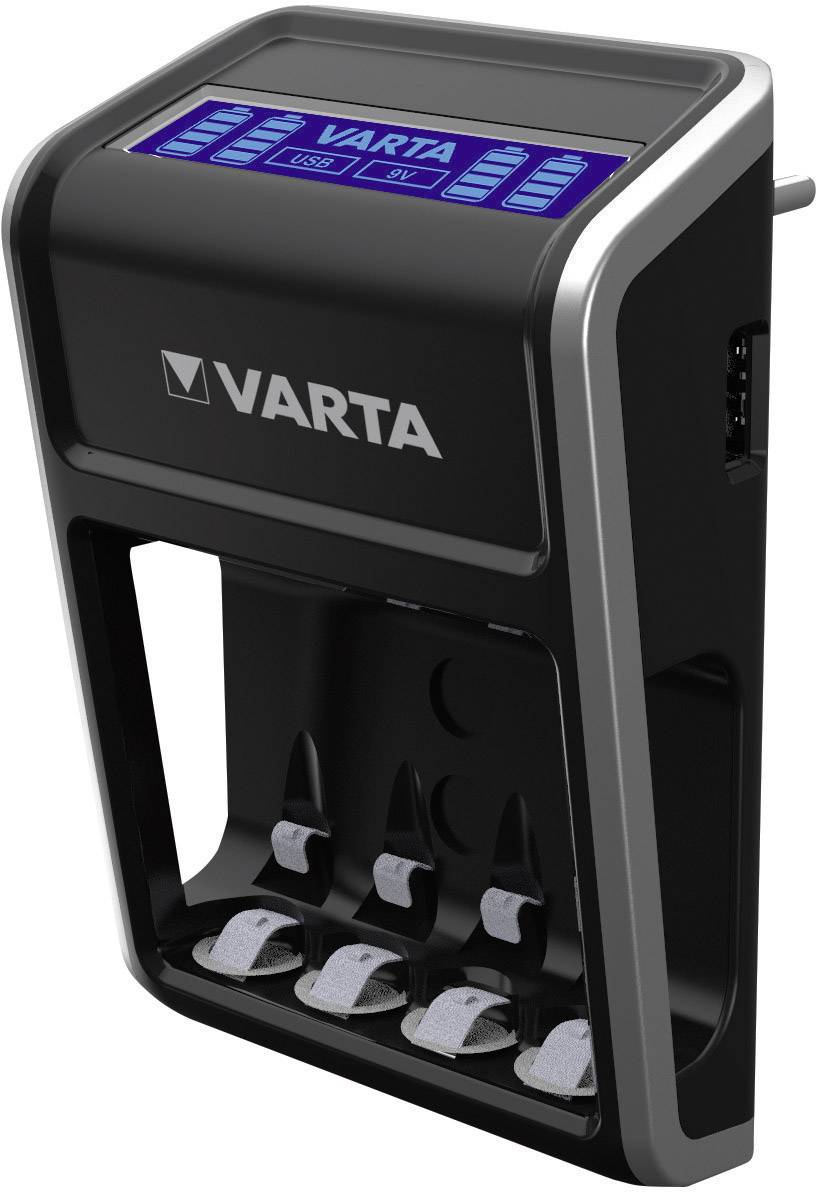 Chargeur de piles rondes NiMH avec accus Varta LCD Plug-3