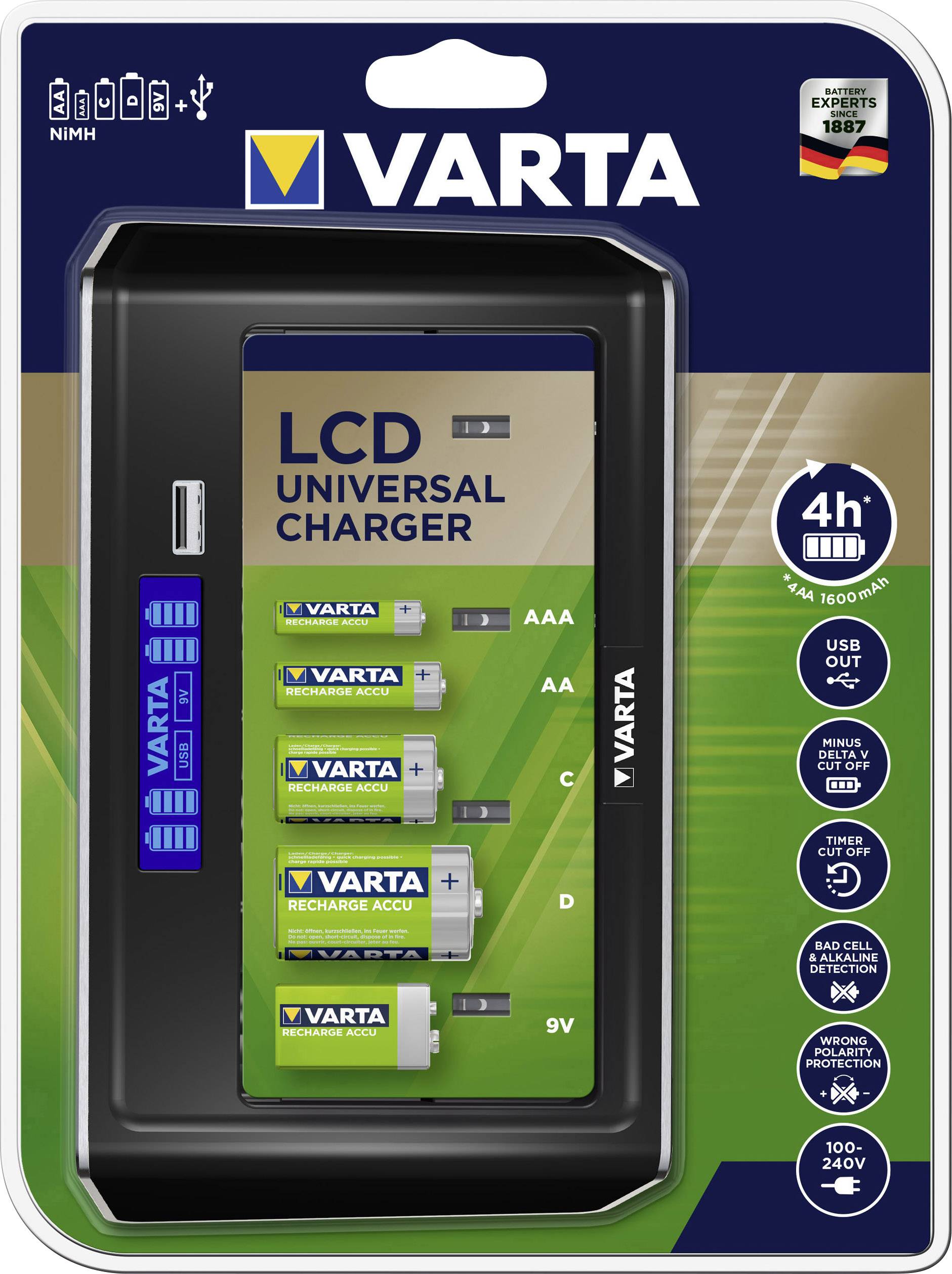 Chargeur de piles rondes NiMH Varta LCD Universal-5