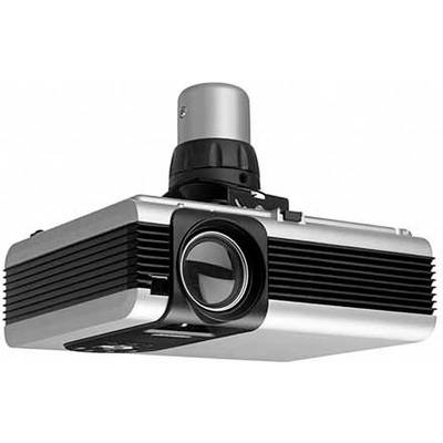 Un projecteur à surface argent et noir, monté au plafond, permettant de projeter du contenu sur un écran.