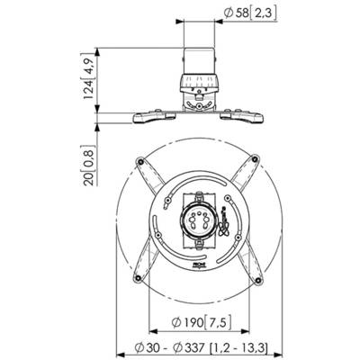 Dessin technique d'un ventilateur avec dimensions. Vue de dessus montrant une extension radiale de 337 mm, vue de côté indiquant une hauteur de 144,9 mm.