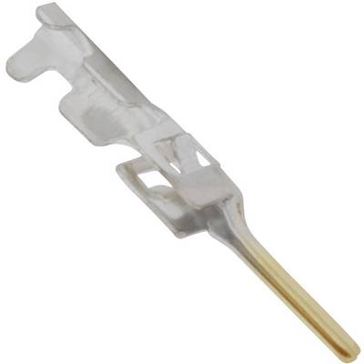 Contact électrique avec revêtement en plastique, argenté et doré. Utilisé pour connecter des lignes électriques.