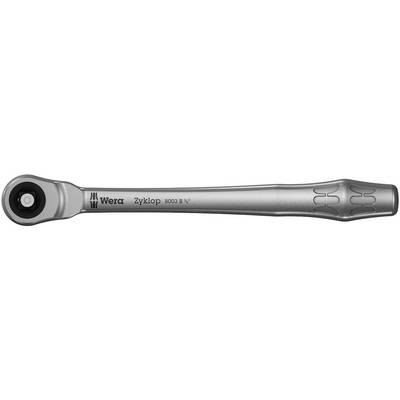 Cliquet avec inscription 'Wera Zyklop'. Design d'outil fonctionnel, boîtier argenté, poignée ergonomique pour une utilisation facile.