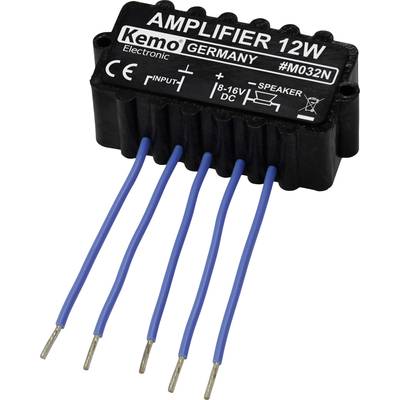 Amplificateur Mono (kit monté) Kemo M032N 6 V/DC, 9 V/DC, 12 V/DC, 16 V/DC 12 W 4 Ω 1 pc(s)