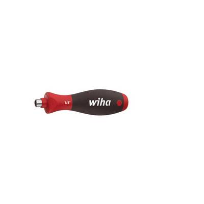 Une poignée de tournevis rouge et noir portant l'inscription 'wiha' et de taille '1/4"'.