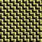 Gros plan d'un motif tissé jaune et noir ; les fibres entrelacées forment un design carré à damier.