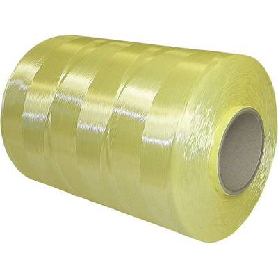 Grand rouleau de fil ou de fibre jaune pour la production textile industrielle.