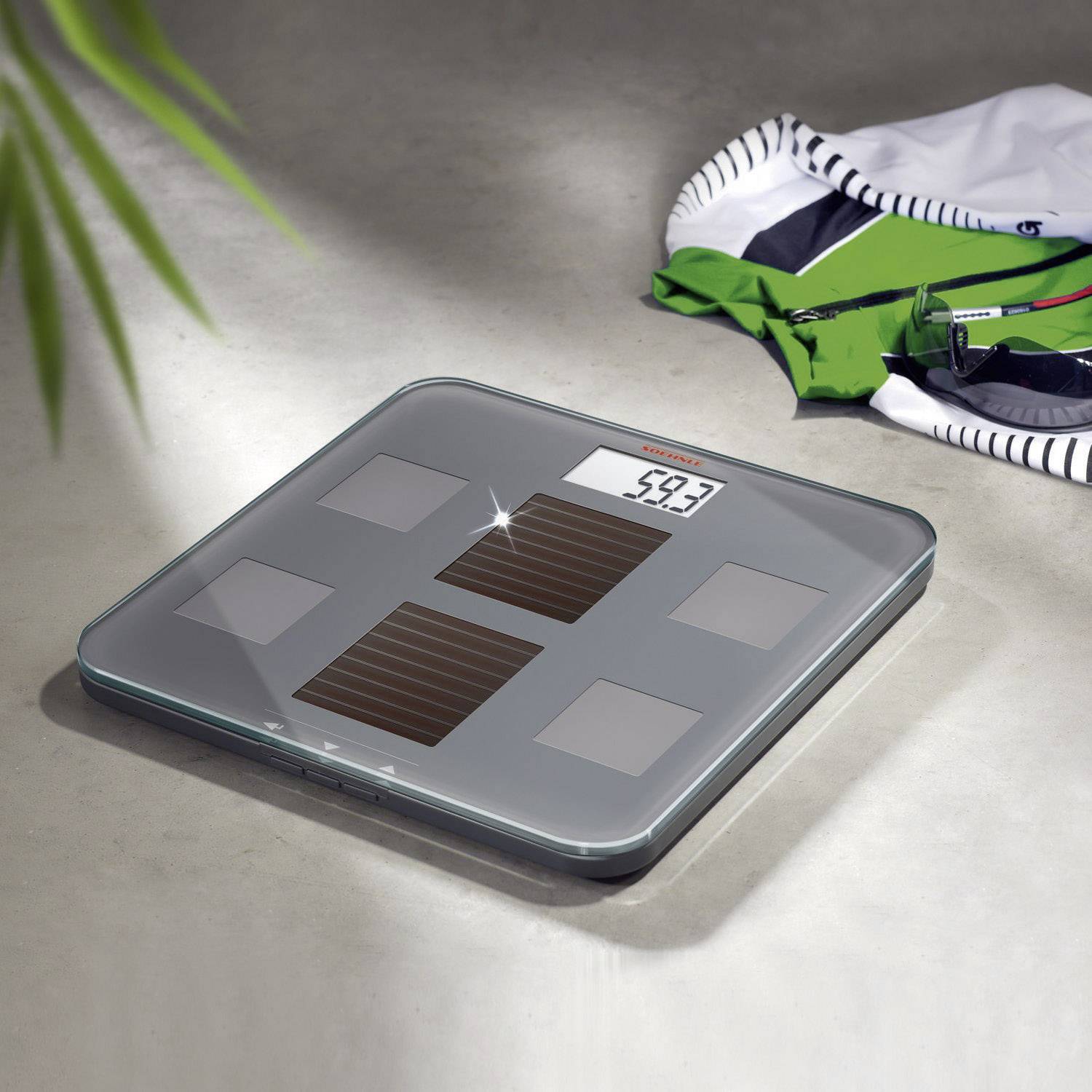 Soehnle Solar Fit Pèse-personne numérique Plage de pesée (max.)=150 kg gris avec panneau solaire-2