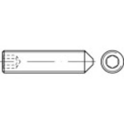 Dessin technique d'un axe cylindrique à extrémité conique avec vue en coupe hexagonale.