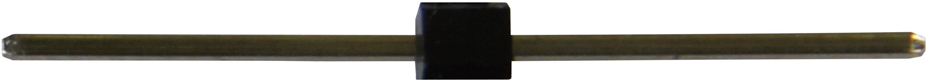 Une tige métallique avec un support en plastique noir au milieu est disposée horizontalement.