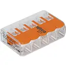 Borne de raccordement WAGO 221-415-25 flexible: 0.14-4 mm² rigide: 0.2-4 mm² Nombre de pôles: 5 transparent, orange 25 p