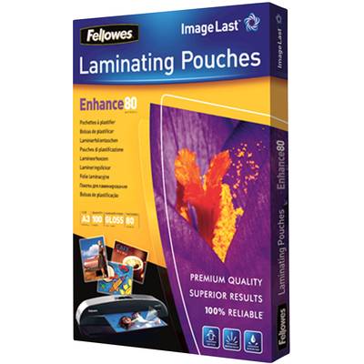 Pochette de pochettes de plastification Fellowes, Enhance80, pour documents A3. Contient 100 pochettes brillantes, garantissant une qualité et une fiabilité supérieures.