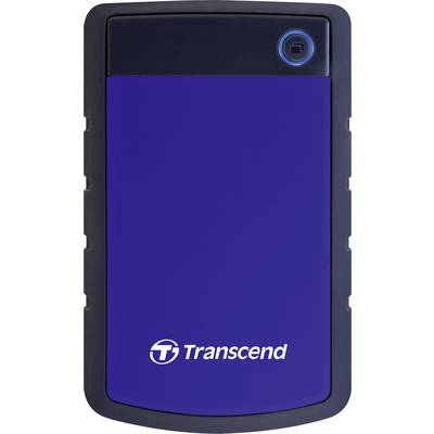 Disque dur externe Transcend, boîtier bleu et noir, a été conçu de manière robuste pour stocker et protéger les données.
