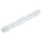 Un connecteur cylindrique blanc en plastique avec des extrémités lisses, probablement adapté pour des tuyaux ou des tubes, sur un fond blanc.